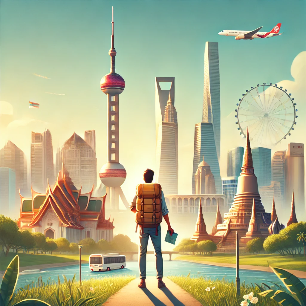 一人海外旅行の画像